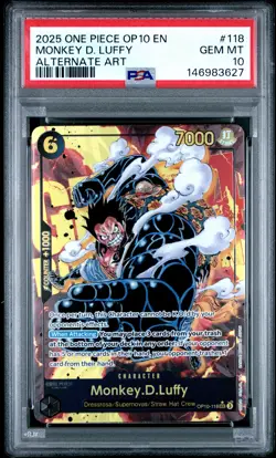 PSA 10 MONKEY D. LUFFY 118 ALTERNATE ART ONE PIECE OP10-ROYAL BLOOD ONE PIECE - Image 1