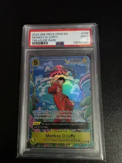 Monkey D. Luffy PSA 9 One Piece English Card OP07-109 2024 Treasure Rare - Image 1
