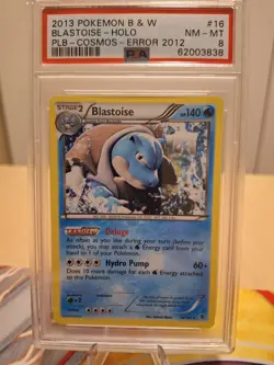 PSA 8 Blastoise 16/101 Holo Black&White: Plasma Blast Pokemon Card - Error 2012 - Image 1