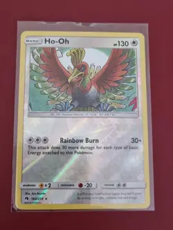 Pokemon Sun Moon Lost Thunder Ho-Oh 160/214 Rare Reverse Holo TCG Card - Image 1