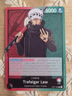 ONE PIECE Card Game Romance Dawn OP01-002 Trafalgar Law Leader Pre Errata - Image 1