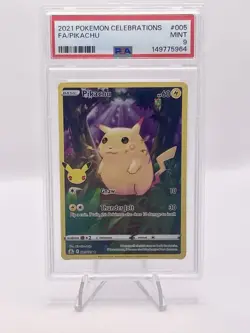2021 Pokemon Pikachu 005/025 Celebrations Holo Full Art PSA 9 MINT - Image 1