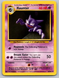 Haunter 29/102 Uncommon Base Set Unlimited Pokemon Lightly Played - Image 1