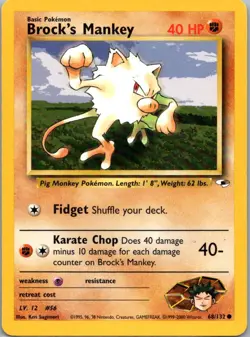 Pokemon TCG Brocks Mankey 68/132 Gym Heroes LP - Image 1