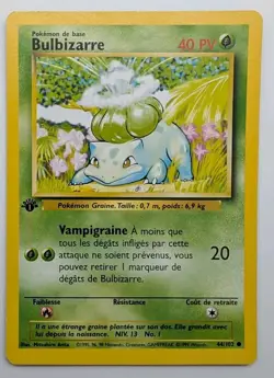 Carte Pokemon BULBIZARRE 44/102 set de base Wizards 1999 EDITION 1 FR NEAR MINT - Image 1