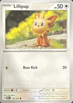 Lillipup 170/197 Yuka Morii Obsidian Flames Pokemon Near Mint - Image 1