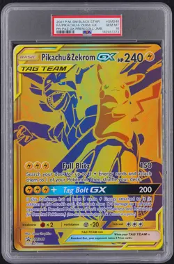 2021 POKEMON SM BLACK STAR PROMO #SM248 FULL ART/PIKACHU & ZEKROM GX PSA 10 - Image 1