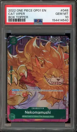 One Piece CCG Cat Viper Nekomamushi Bx. Topper OP01-048 PSA 10 Gem Mint - Image 1