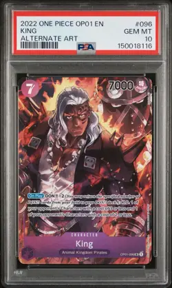 PSA 10 Pre Errata King ALT ART OP01-096 SR One Piece Romance Dawn - Image 1