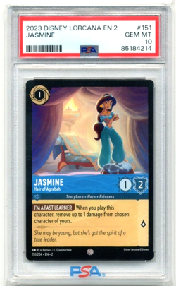 2023 Disney Lorcana Floodborn Jasmine Heir of Agrabah 151/204 PSA 10 Pop 3 - Image 1