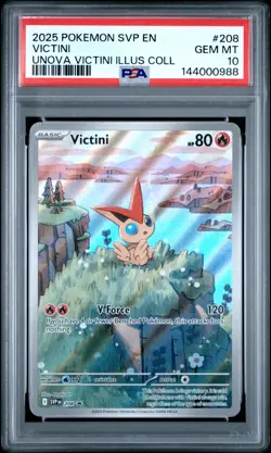 2025 POKEMON SVP EN-SV BLACK STAR PROMO #208 VICTINI UNOVA ILLUS COLL PSA 10 - Image 1
