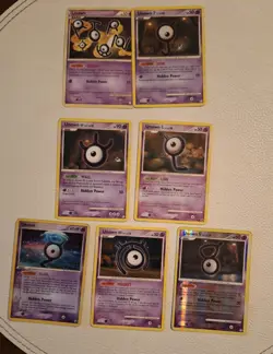 7 different Unknown pokemon cards. 1 holo and 1 reverse holo - Image 1