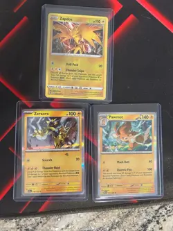Pokemon TCG Holo Rare Lot – Zapdos, Zeraora, Pawmot – Electric Cards NM - Image 1