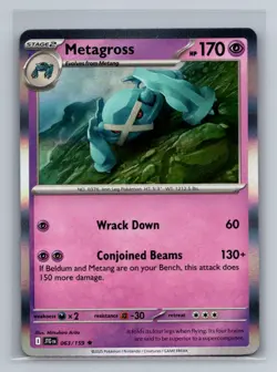 Metagross Holofoil Rare SV09: Journey Together JTG Psychic 063/159 Pokemon Card - Image 1