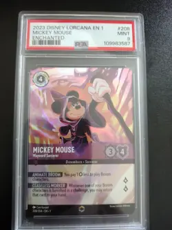 Disney Lorcana Mickey Mouse Wayward Sorcerer Enchanted PSA 9 - Image 1