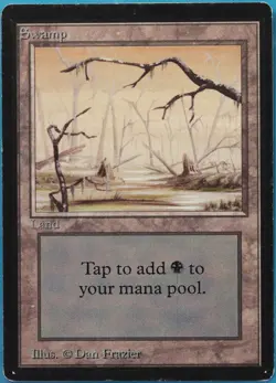 Swamp (B Two Branches) Beta HEAVILY PLD Basic Land CARD (516764) ABUGames - Image 1