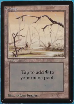 Swamp (B Two Branches) Beta HEAVILY PLD Basic Land CARD (516765) ABUGames - Image 1
