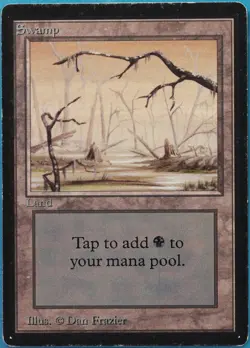 Swamp (B Two Branches) Beta HEAVILY PLD Basic Land CARD (516763) ABUGames - Image 1