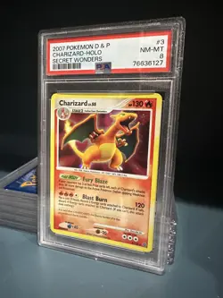 2007 POKEMON DIAMOND & PEARL SECRET WONDERS #3 CHARIZARD-HOLO PSA 8 - Image 1