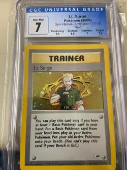 Pokemon Gym Heroes Lt. Surge 17/132 CGC 7 - Image 1