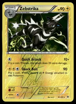 Zebstrika Noble Victories Rare 36/101 2011 Pokemon TCG - Image 1