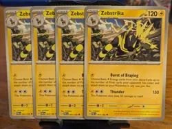 Pokemon TCG Paradox Rift Zebstrika 063/182 x4 Playset - Image 1