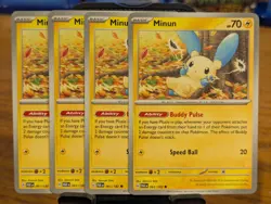 Pokemon TCG Paradox Rift Minun 061/182 x4 Playset - Image 1