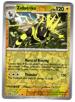 ZEBSTRIKA 063/182 PARADOX RIFT POKEMON TCG - Image 1
