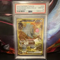 Pokemon Bloodmoon Ursaluna ex 222/167 Twilight Masquerade 2024 PSA 10 EN - Image 1