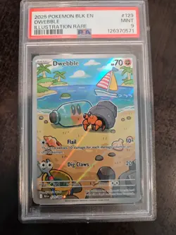 2025 POKEMON BLK EN-BLACK BOLT ILLUSTRATION RARE #129 DWEBBLE PSA 9 - Image 1
