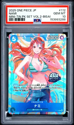 2025 ONE PIECE JAPANESE MINI-TIN PACK SET VOL.2 BISAI #112 NAMI PSA 10 - Image 1