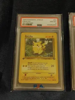 TWO 1999 POKEMON JUNGLE 1ST EDITION PIKACHU PSA 8 RED CHEEKS #60/64 - Image 2