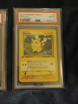 TWO 1999 POKEMON JUNGLE 1ST EDITION PIKACHU PSA 8 RED CHEEKS #60/64 - Image 3