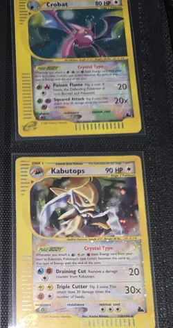 Pokemon Crystals Skyridge Holo Swirl Set (X2) (Crobat, Kabutops) - Image 1
