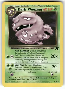 Dark Weezing 31/82 Rare Team Rocket Pokemon Unlimited Lightly Played - Image 1