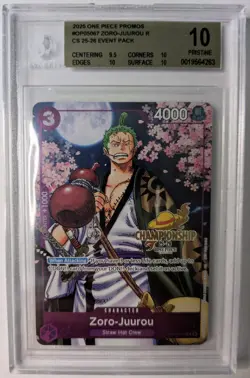 2025 OP05 #067 CHAMPIONSHIP CS 25-26 EVENT PACK ZORO JUUROU BGS 10 PRISTINE GOLD - Image 1
