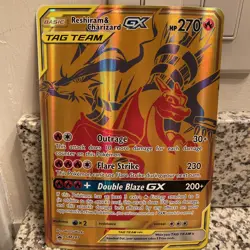 Pokemon Jumbo Card Reshiram Charizard GX Gold SM247 NM Card - Image 1
