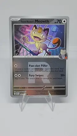 Pokemon Ascended Heroes Team Rocket's Meowth Team Rocket Logo Reverse Foil - Image 1