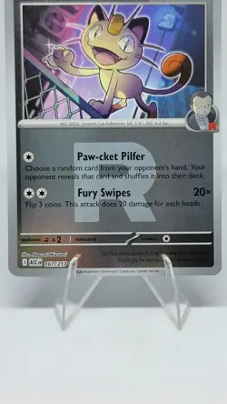 Pokemon Ascended Heroes Team Rocket's Meowth Team Rocket Logo Reverse Foil - Image 2