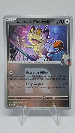 Pokemon Ascended Heroes Team Rocket's Meowth Team Rocket Logo Reverse Foil - Image 3