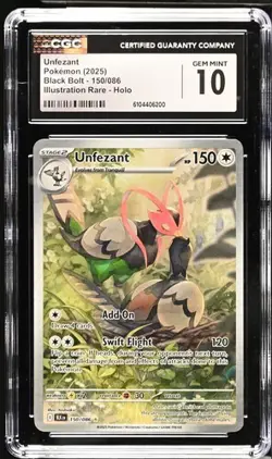 Unfezant SIR HOLO #150/086 - 2025 Pokemon BLK-EN Black Bolt CGC GEM MINT 10 - Image 1