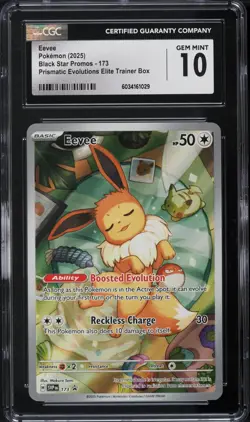 2025 Pokemon SV Black Star Promo Prismatic Evolutions ETB Eevee #173 CGC 10 GEM - Image 1
