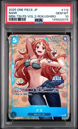 2025 ONE PIECE JAPANESE MINI-TIN PACK SET VOL.2 KOUSHI ROKUSHIRO NAMI PSA 10 - Image 1