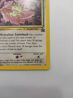 Pokemon Team Rocket’s Meowth Promo Black Star Card #18 - Creases - Clean Front - Image 4