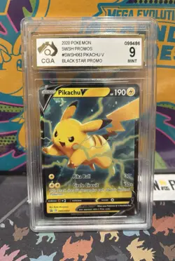 CGA 9 Pikachu V Tins 2020 SWSH063 Black Star Promo Holo Sword Shield Pokemon TCG - Image 1