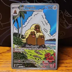 Pokemon TCG Alolan Dugtrio SV08 208/191 Illustration Rare Full Art HP110 Metal - Image 1