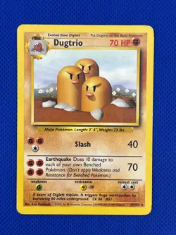Pokemon TCG Rare Dugtrio 19/102 (HP) 1999 Base Set WoTC - Image 1