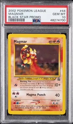 2002 POKEMON LEAGUE PROMO BLACK STAR #44 MAGMAR PSA 10 - Image 1