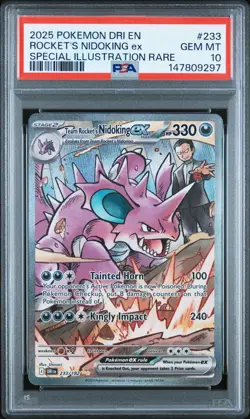 2025 POKEMON DESTINED RIVALS #233 TEAM ROCKET'S NIDOKING EX PSA 10 - Image 1