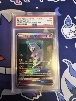 Pokemon Mewtwo GX Secret Rare Card PSA 9 Mint Shining Legends 78/73 - Image 1